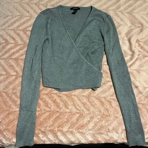 NWOT Forever 21 Gray Ribbed Tie Wrap Top